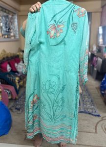 Threadwork Sea Green Kurta Set