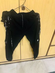 Black Lace-Up Detail Joggers