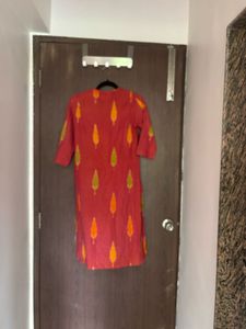 pinkish red Ikat  Kurta- translate brand