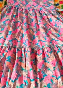 Never Used Floral Print Tiered Dress