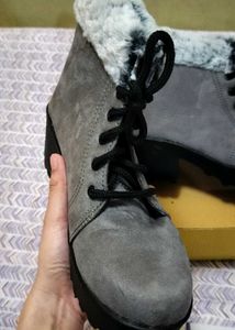 Commander Shoes High Ankle Fur Boot For Girls