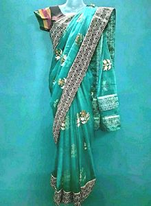 Sea Green Tissue silk Saree
