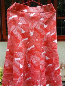 Brick Red & White Geometric Print Skirt