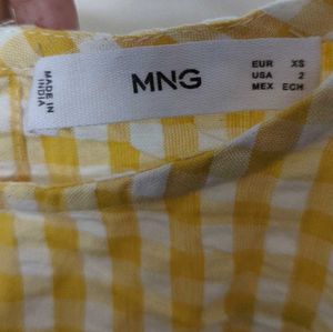 Mango Gingham Puffed Sleeve Mini Dress (New)