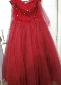 Red Sequin Tulle Gown
