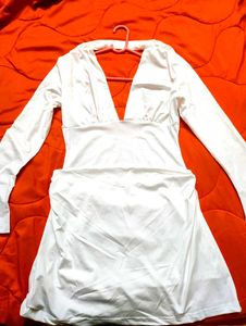 White Long Sleeve Mini Dress