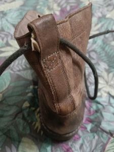 Vintage Leather Lace-Up Ankle Boots