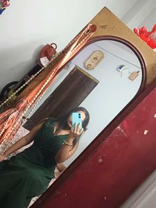 green stylish gown