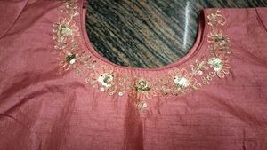 Stitched Mirror Work Rust Blouse.