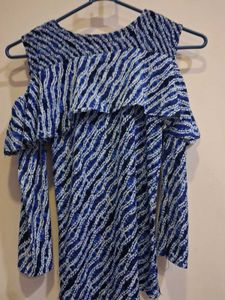 Price Negotiable 🙃 Blue Pattern Off Shoulder Top