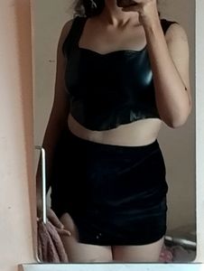Black Leather Corset Top