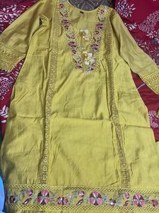 New Mustard Kurta Set With Dupatta