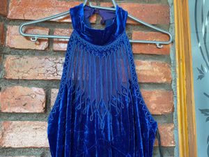 Elegant Blue Velvet Maxi Dress