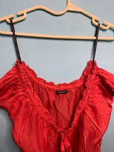 Red Puff Sleeve Top