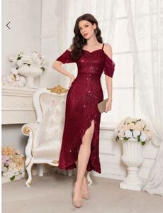 Stunning Burgundy Sequin Party Dress