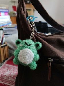 Cute Crochet Green Frog Keychain