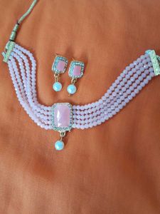 New Pink Chokar Necklace Set