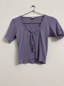 Ribbed Tie-Front Top