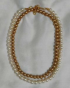 Versatile Pearl &amp; Gold Beaded Necklace