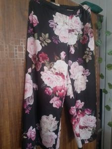 Black Crepe Floral Printed Plazo