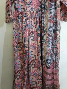 Pink White Anarkali Kurta Set
