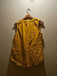 Mustard Sleeveless Embroidered Hi-Low Top
