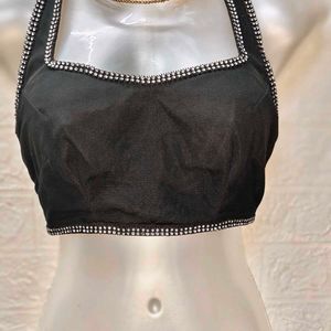 Backless Black Saree Top