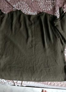 Olive Green V-Neck Top