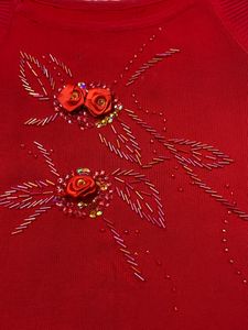 Red Cut Sleeves Top