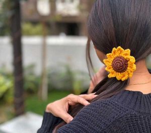 Crochet Sunflower Rubber Band 🌻