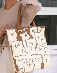 Cute Bear Print Tote Bag