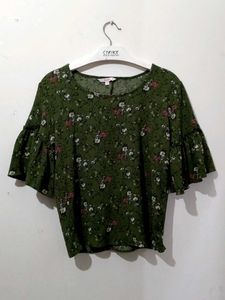 Floral Print Ruffle Sleeve Top
