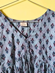 Boho Chic Dusty Blue Tunic Top