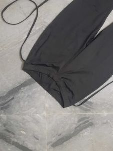 Black Flared Leggings with Ties