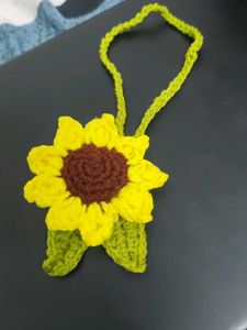 Sunflower bag charm or keychain - Crochet