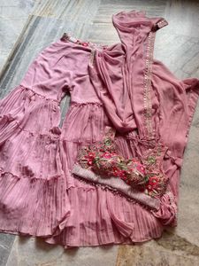 Indo Sharara Drape saree With Heavy blouse