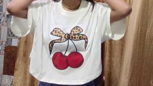 Cute Cherry Print Crop Top