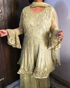 Embellished Embroidered Net Sharara Set