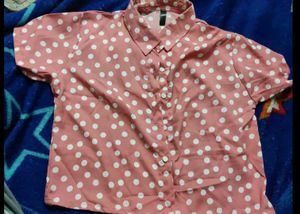 Pink Polka Dot Button-Up Shirt