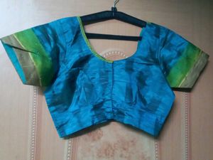 Bluish Seagreen Saree With Stitched Blouse