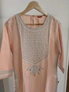 Peach Embroidered Kurti Top