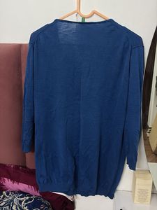 Blue Button-Down Knit Top