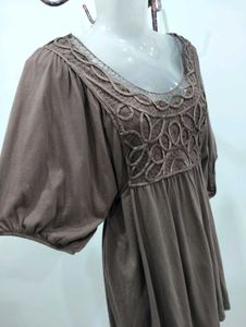 Brown Embroidered Top