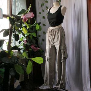Imported Stradivarius Khaki Parachute Pants