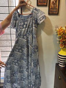 Patterned Blue Maxi Dress