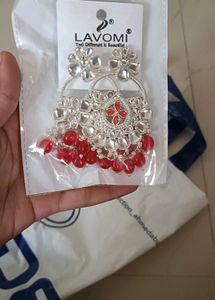 Lavomi Silver &amp; Red Earrings