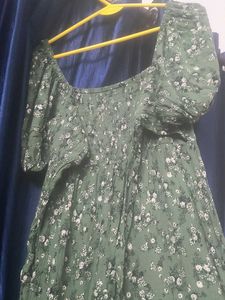 Olive Green Floral Maxi Dress