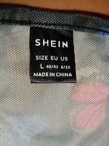 Shein Butterfly Print Mesh Top