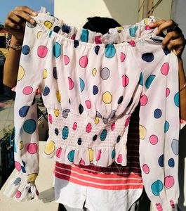 Polka Dot Off-Shoulder Top