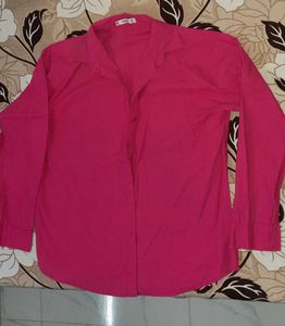 Hot Pink Oversized Button-Up Shirt